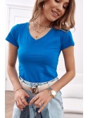 Damen-T-Shirt mit V-Ausschnitt, Kornblumenblau 2310 – Online-Shop – Boutique